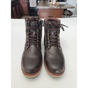 Mountain Creek Men's Dark Brown Leather Lace Up Zip Ankle Boots Size 10M